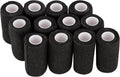 PHYTOS 12 Rolls Self-Adhesive Bandage Wrap - 4 Inch x 5 Yards Cohesive Sports Tape | Breathable Vet Wrap for Horses & Dogs (Black)