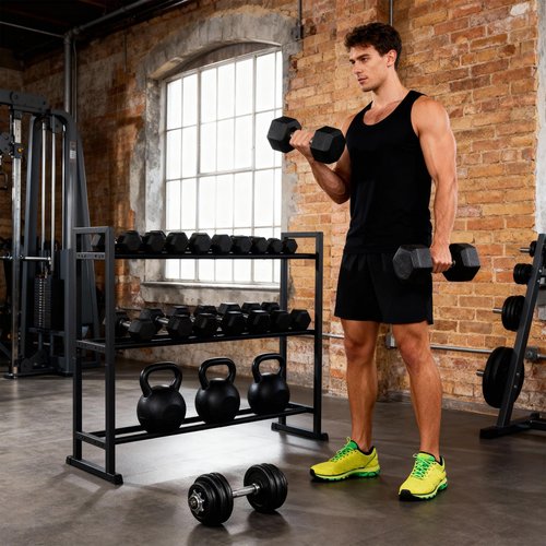 Rvggher 3 Tier Dumbbell Rack, Weight Rack for Home Gym, 450Lb Capacity Heavy-Duty Weight Rack for Dumbbells Kettlebells Space-Saving Weight Storage Racks (Rack Only)
