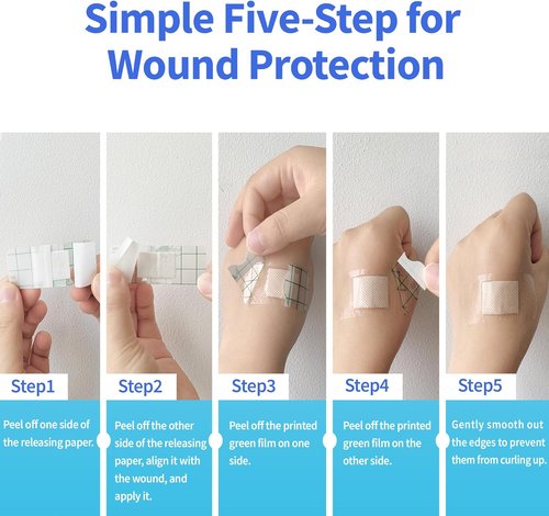 Clear Waterproof Bandages by [Brand Name] - Adhesive First-Aid Wound Care for Fingers, Knees & Heels | 100 Count Assorted Sizes