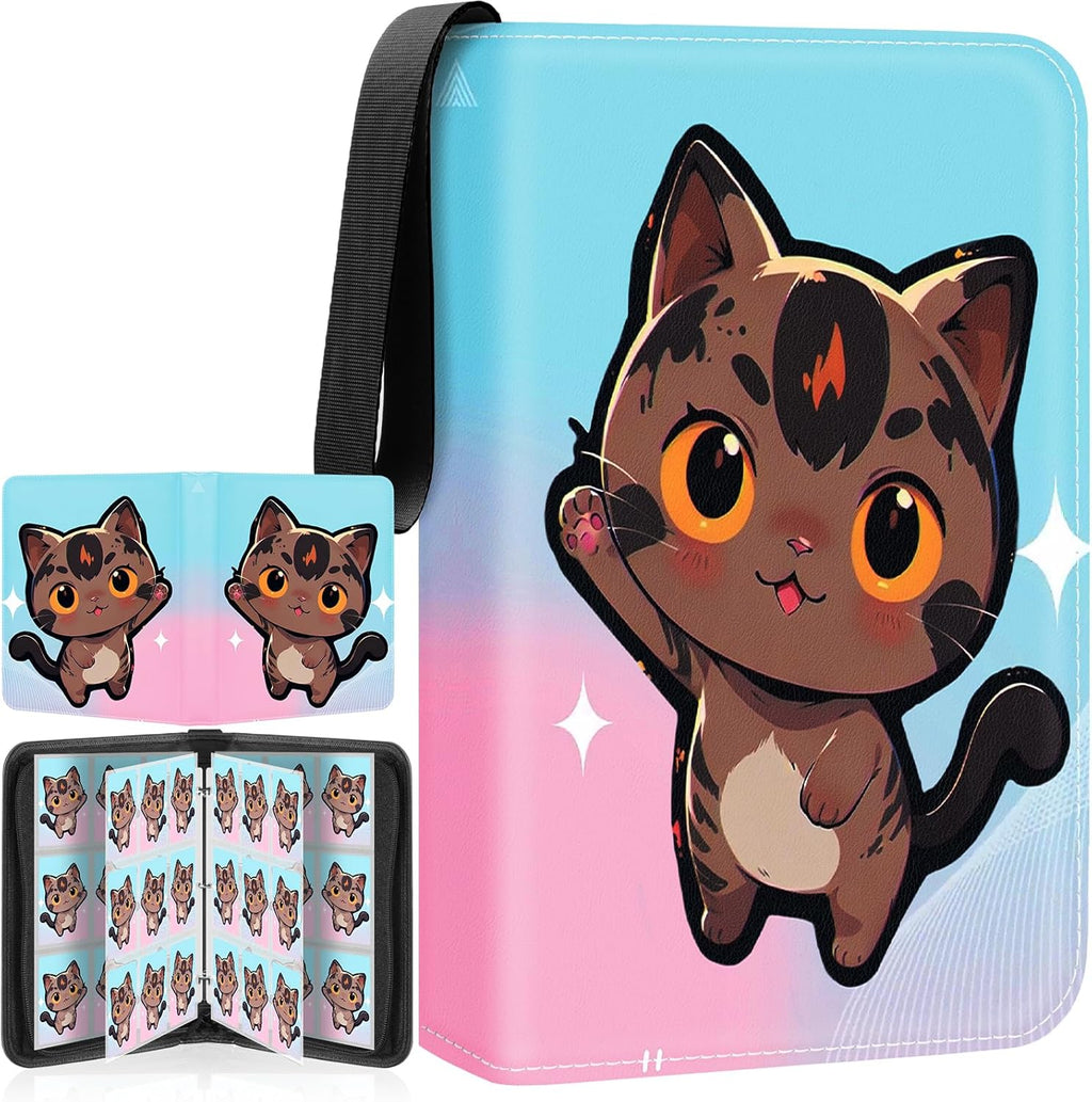 Skiennix Card Binder - 400 Card Holder Album with 50 Removable Sleeves | Pink & Blue for MTG & Sports Cards
