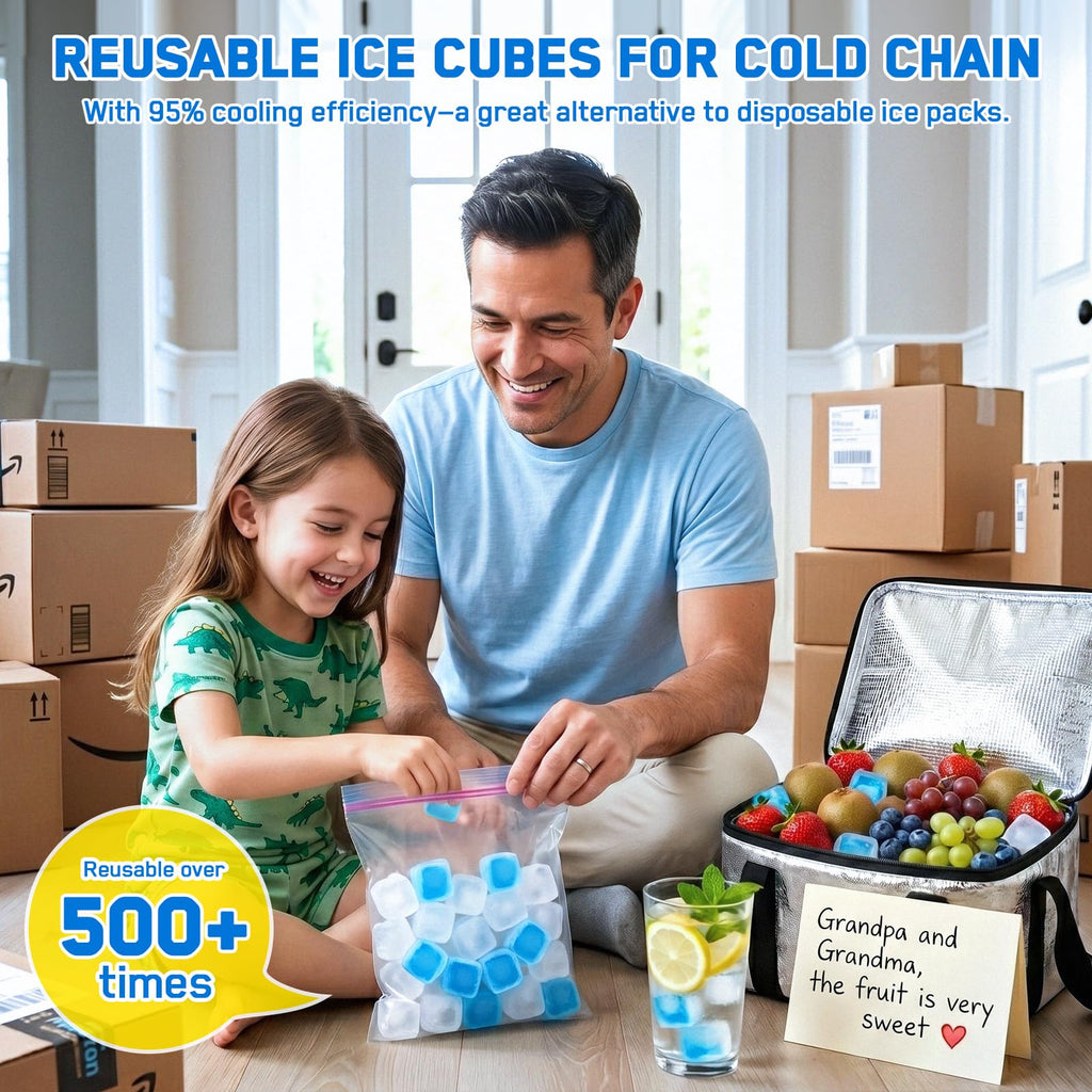 400 Pack Reusable Ice Cubes for Coolers Drinks, BPA-Free Plastic Cubed Ice Packs for Lunch Boxes, Non-Diluting Refreezable for Outdoor Ice Bath Whiskey Coffee Bars Party Camping