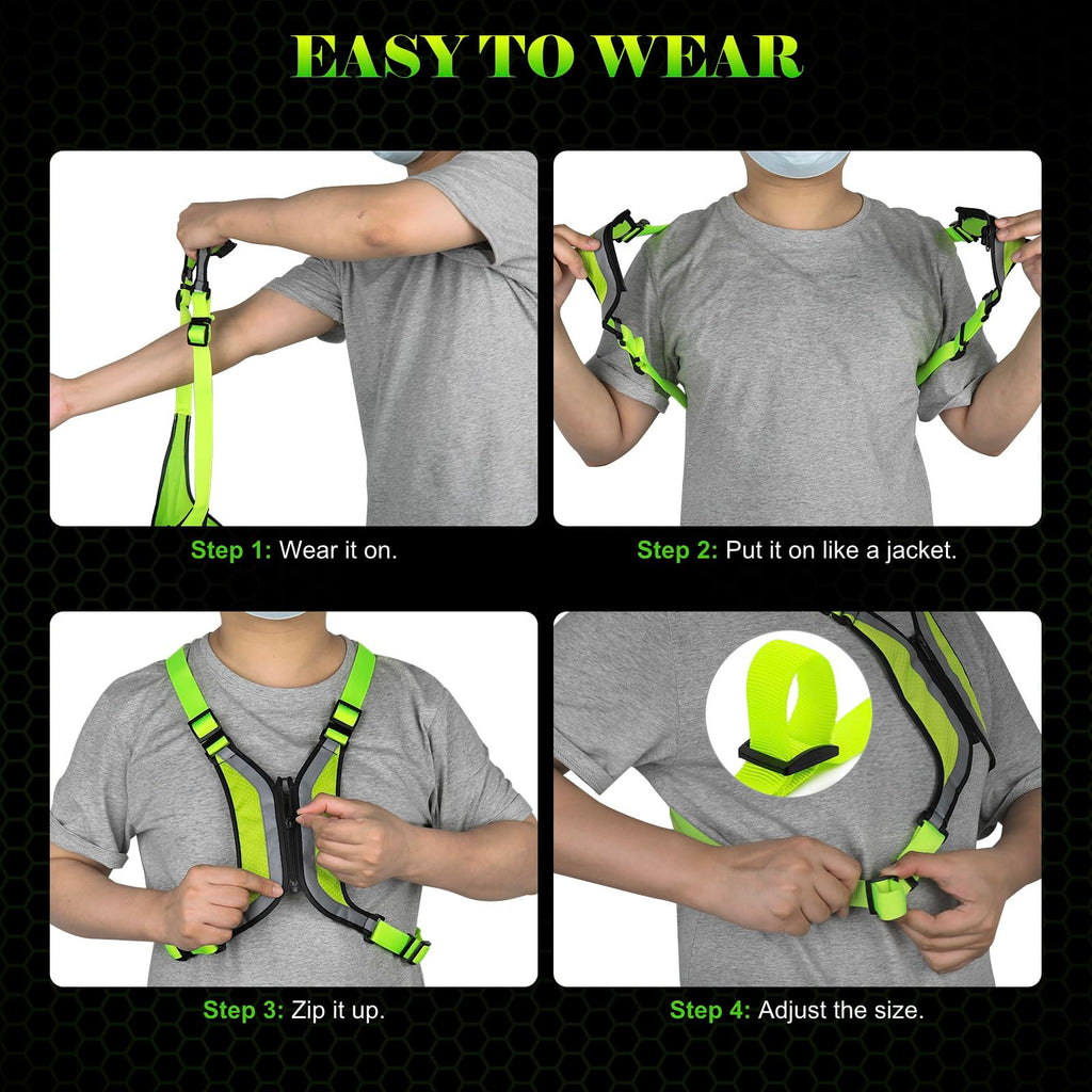 Vizbrite LED Reflective Vest, Light Up Running Vest, Rechargeable Reflective Running Gear for Walking Running Cycling at Night, Adjustable for Men Women