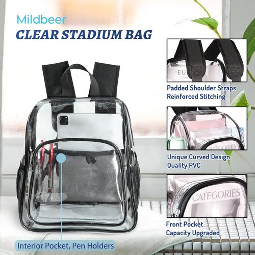 Mildbeer Clear Backpack - Stadium Approved 12x12x6 | Ideal for Women, Festivals & Sports Events