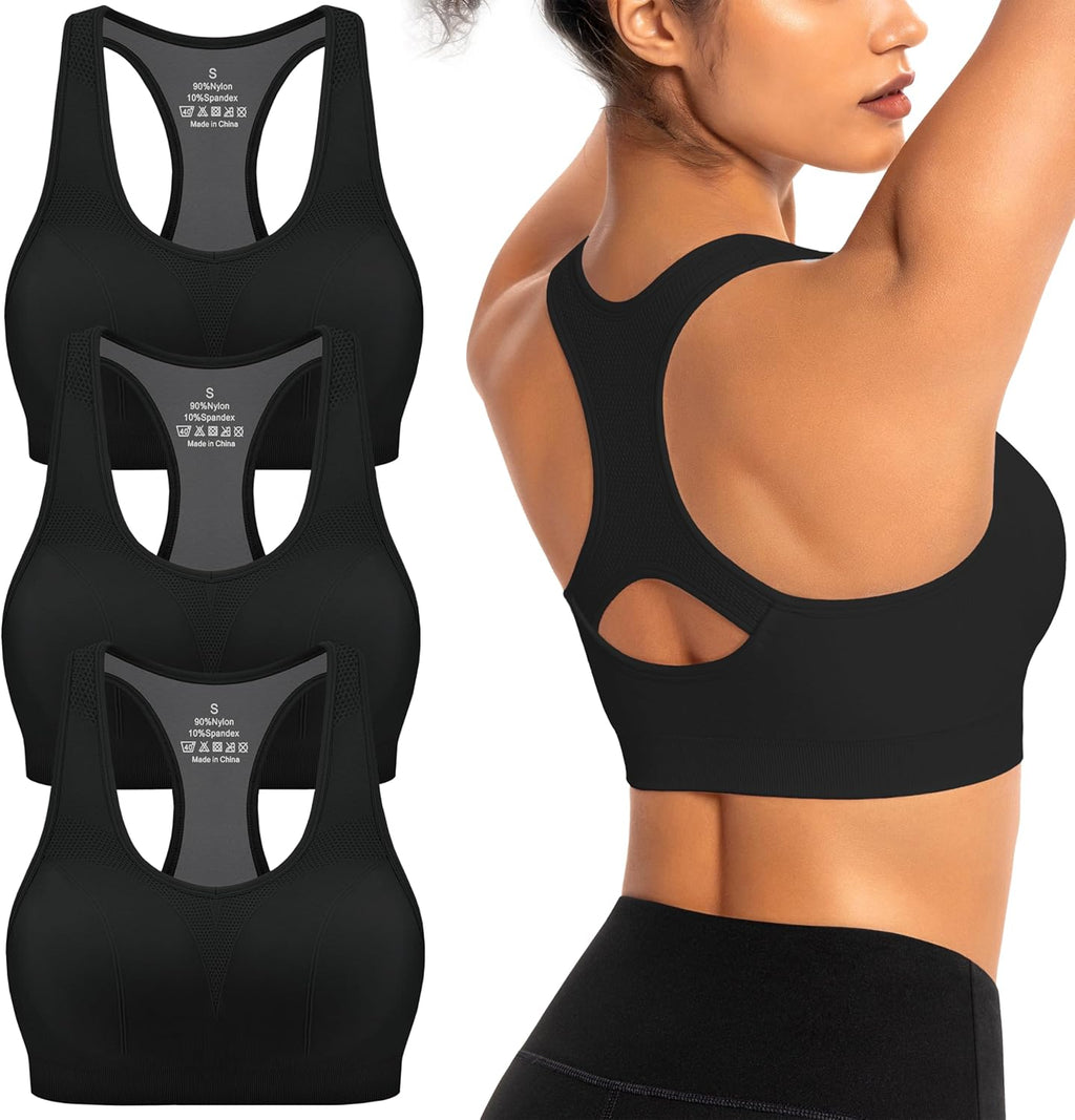 AENLLEY Padded Sports Bras for Women - Breathable Medium Support for Yoga & Gym Workouts