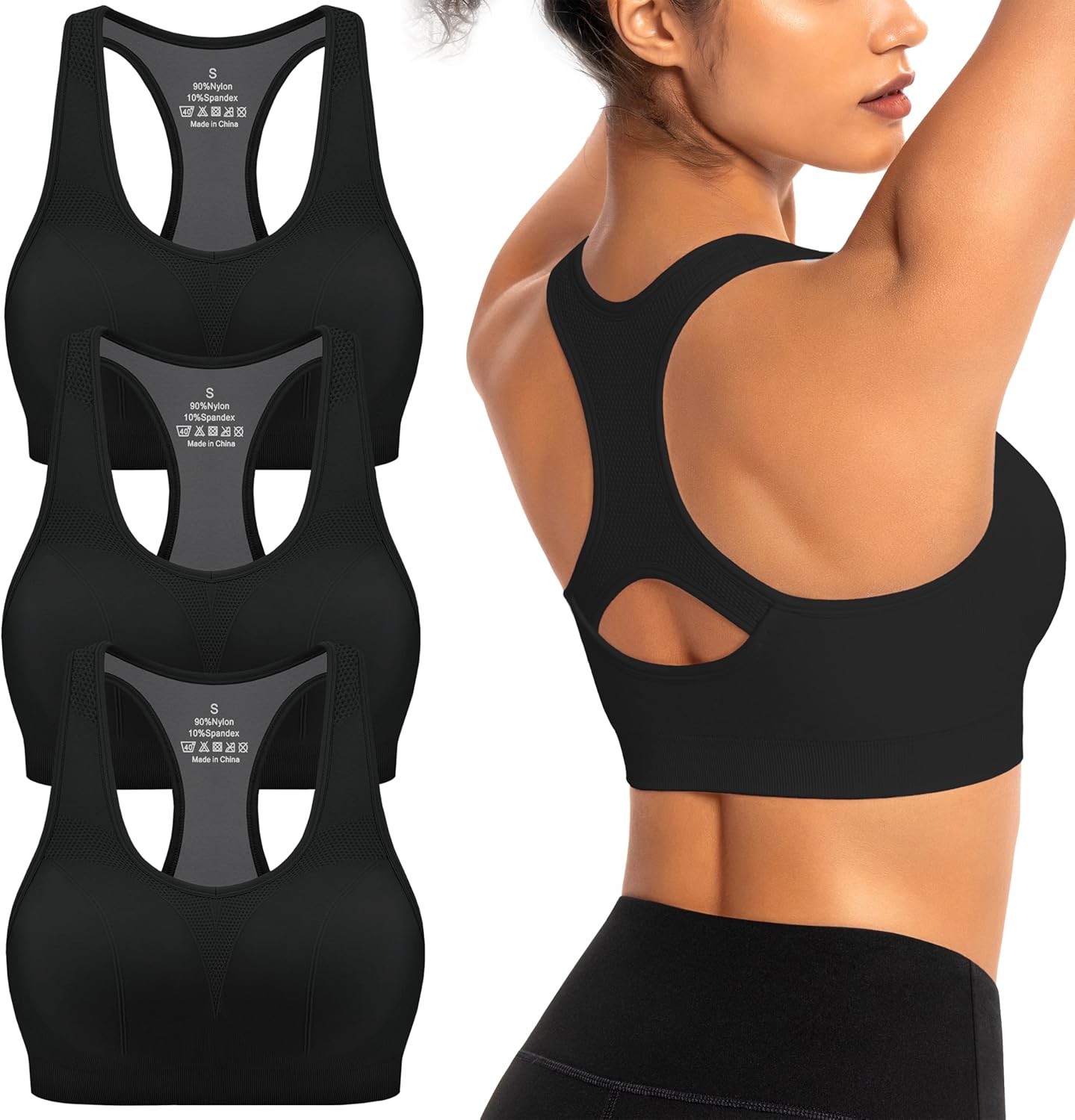 AENLLEY Padded Sports Bras for Women - Breathable Medium Support for Yoga & Gym Workouts