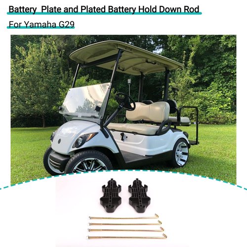 10L0L Golf Cart Battery Hold Down Fitting for Yamaha G29 Drive - Zinc Plated Battery Hold Down Rod 12.5 Inch J-Bolt&Nut and Plastic Plate, OEM#JW2-H2133-00,90201-08310,95702-08500
