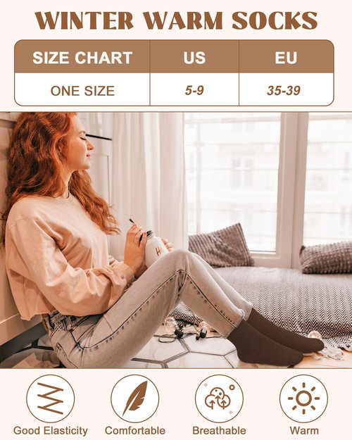 YSense Wool Socks for Women, Winter Boot Socks Stocking Stuffers Gifts for Women Warm Crew Hiking
