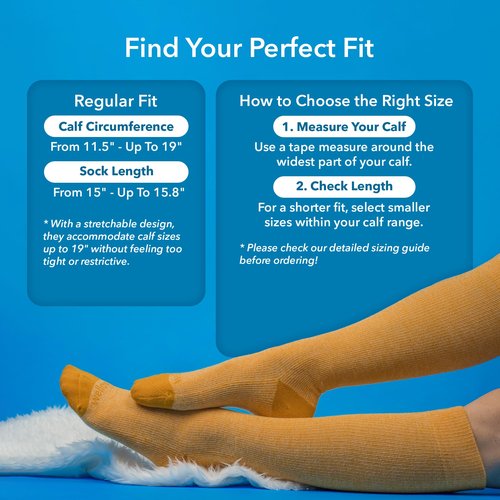 Wellow Knee High Compression Socks for Men & Women | 18-25 mmHg Made with Viscose from Bamboo | Nurses & Pregnancy Support | Relieves Swelling | Regular, MD, Sesame