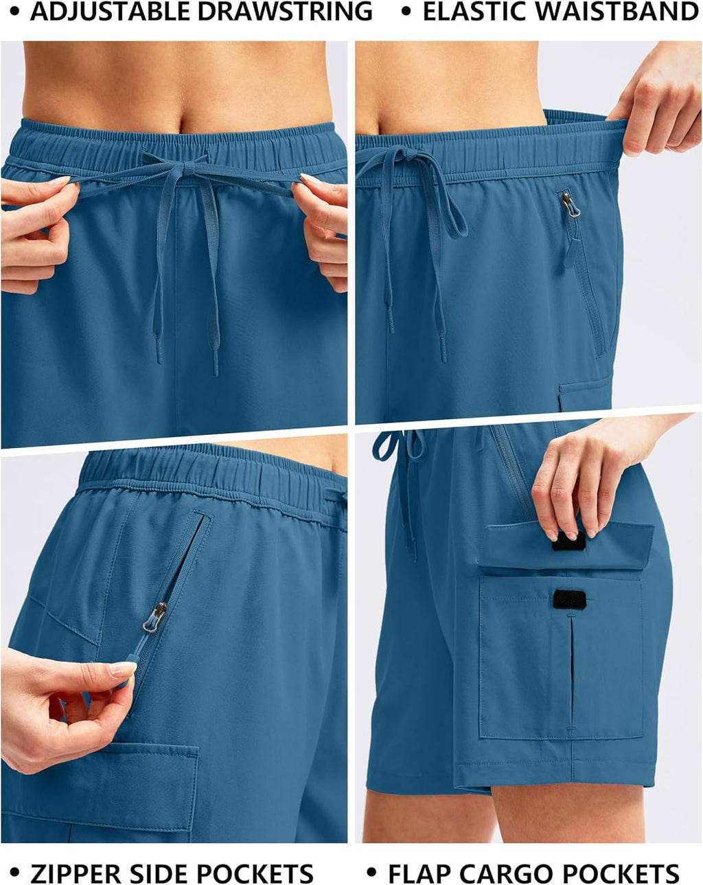 SANTINY Women's Hiking Cargo Shorts - Quick Dry Lightweight with Zipper Pockets | 5''/7''/9'' Sizes