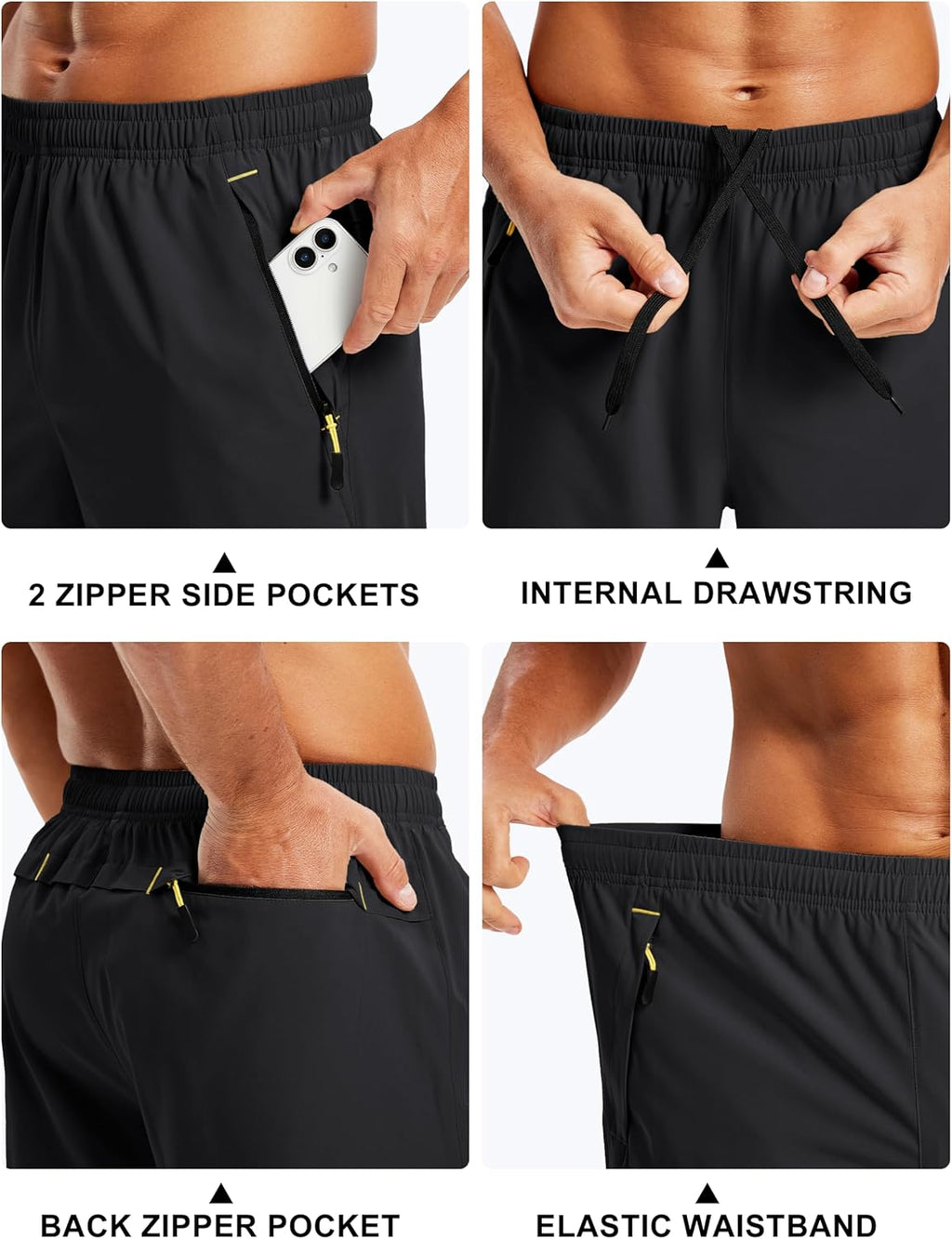 TACVASEN Men's Running Shorts - Quick Dry Lightweight Athletic Shorts with 3 Zipper Pockets | 9" Length