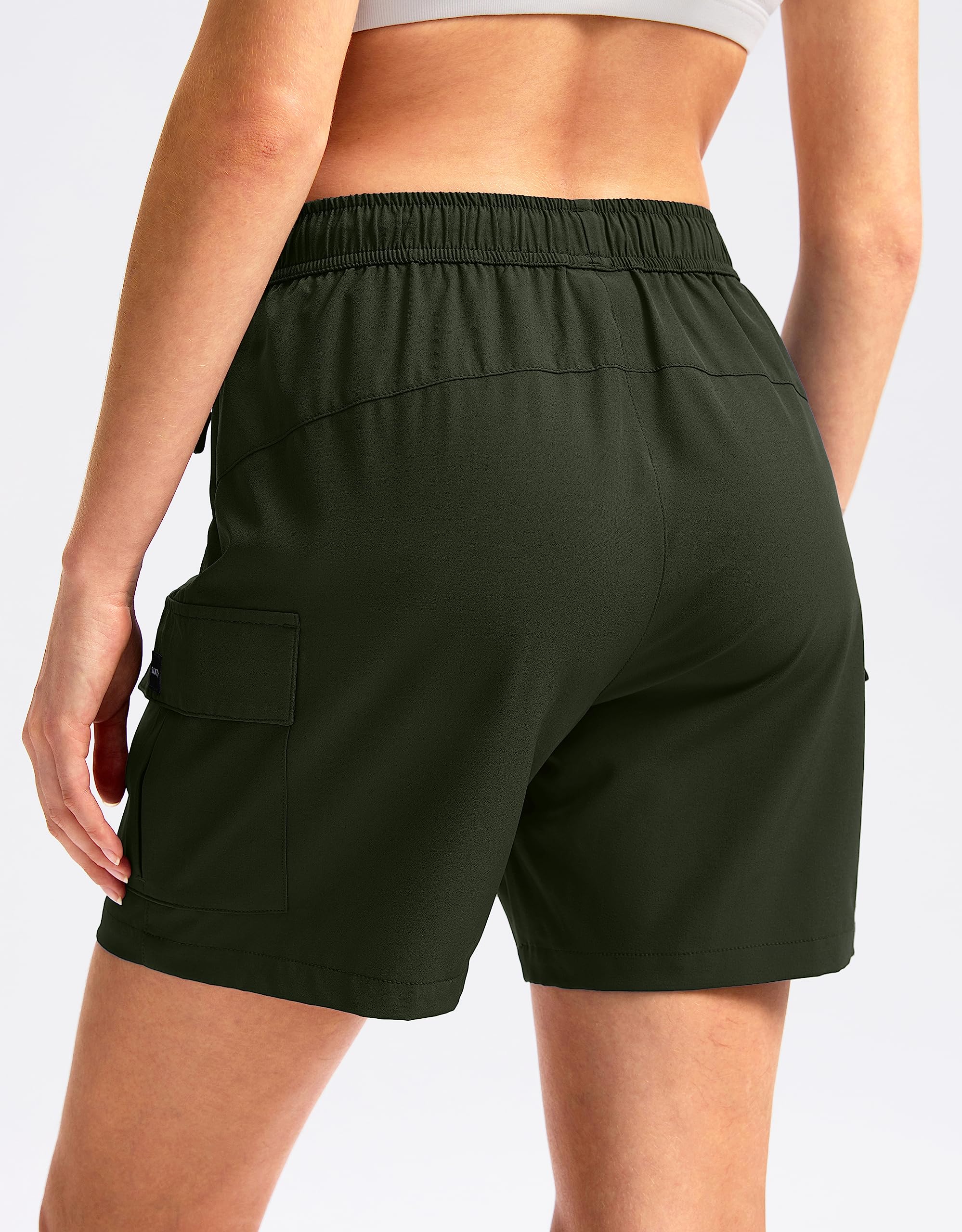 SANTINY Women's 5''/ 7''/9'' Hiking Cargo Shorts Quick Dry Lightweight Summer Shorts for Women Athletic Golf Zipper Pockets(Army Green_XL)