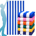 Genovega 6 Packs Oversized 72x40 Inch Stripe Beach Towel Thin Terry Set XL Big Extra Large Accessories Essentials Soft Clearance Super Pool Travel Bath Swim Camping Towels Bulk Men Women Adults Gift