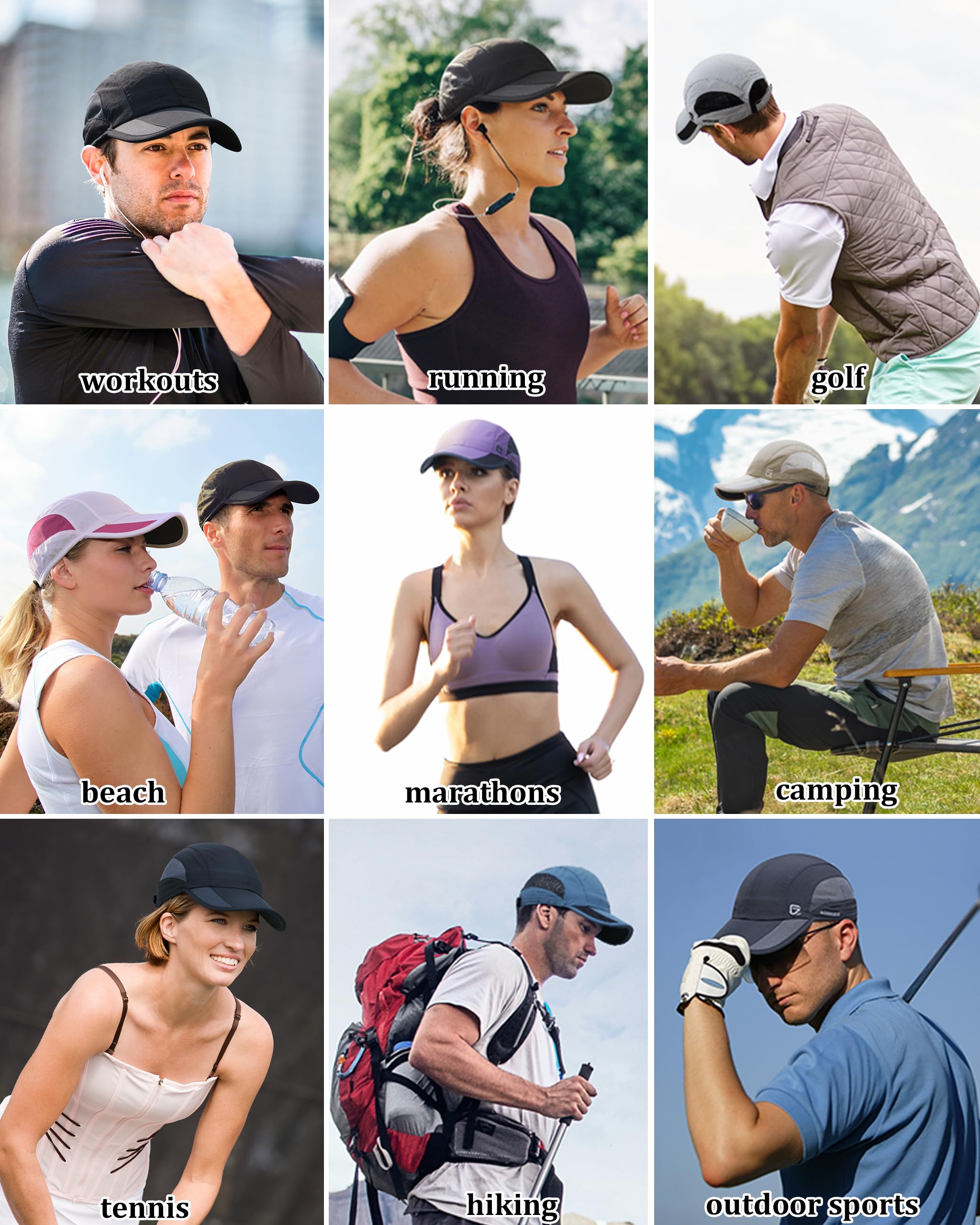 GADIEMKENSD Outdoor Running Hat Men Cooling Baseball Cap Dri Fit Workout Hat Breathable Mesh UPF50+ Women Sun Cap Trucker Dad Hats for Golf Gym Sports Tennis Summer Beach Dark Green M/L 7-7 1/2