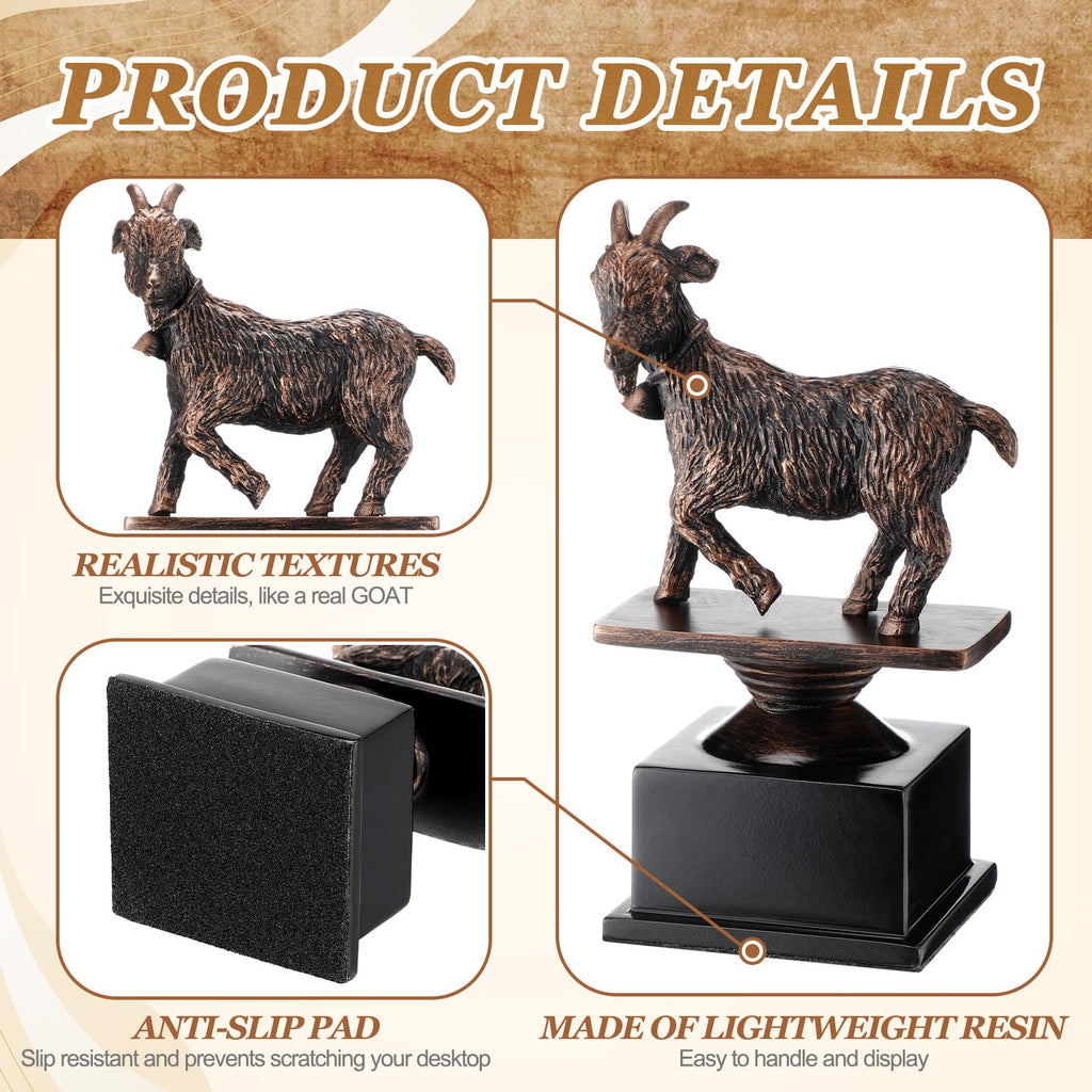 Zhengmy The Goat Trophy Award Funny Recognition Sculpture Trophy for Adults Unique Appreciation Gift Plaque for Sports Champion Winner, Teacher, Office, Employee, Coworkers, Friend