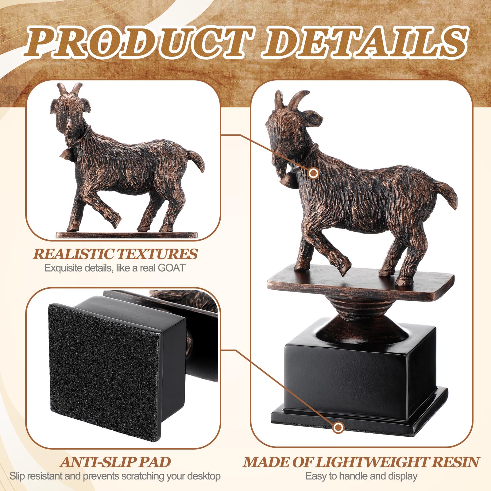 Zhengmy The Goat Trophy Award Funny Recognition Sculpture Trophy for Adults Unique Appreciation Gift Plaque for Sports Champion Winner, Teacher, Office, Employee, Coworkers, Friend
