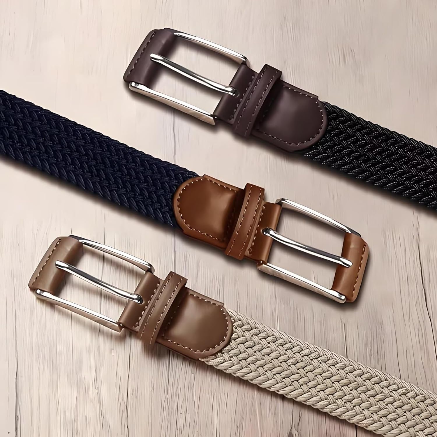 Skiennix Casual Stretch Belt for Men - Adjustable Braided Elastic Design | Perfect for Golf, Dress, Work
