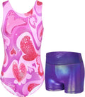 Skiennix Gymnastics Leotards for Girls - Sparkly Sleeveless Tumbling Bodysuits with Shorts