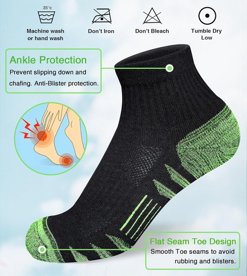 Heyoboy Women's Ankle Hiking Socks - Anti-Blister, Thick Cushioned, Moisture-Wicking | 5 Pairs