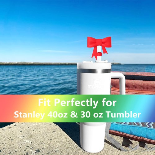 16 Pcs 8mm Cute Bow Straw Covers Cap Toppers Lids Compatible with Stanley Tumbler Cups,Reusable Cute Silicone StrawTips Protectors for Reusable DrinkingStraw,StrawAccessories