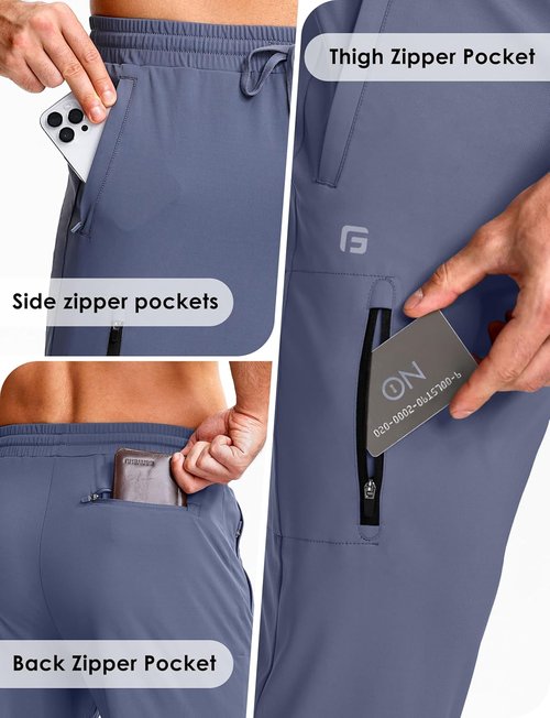 GGJ Men's Athletic Joggers - Stretch Tapered Running Sweatpants with Zipper Pockets | Gym Workout Pants