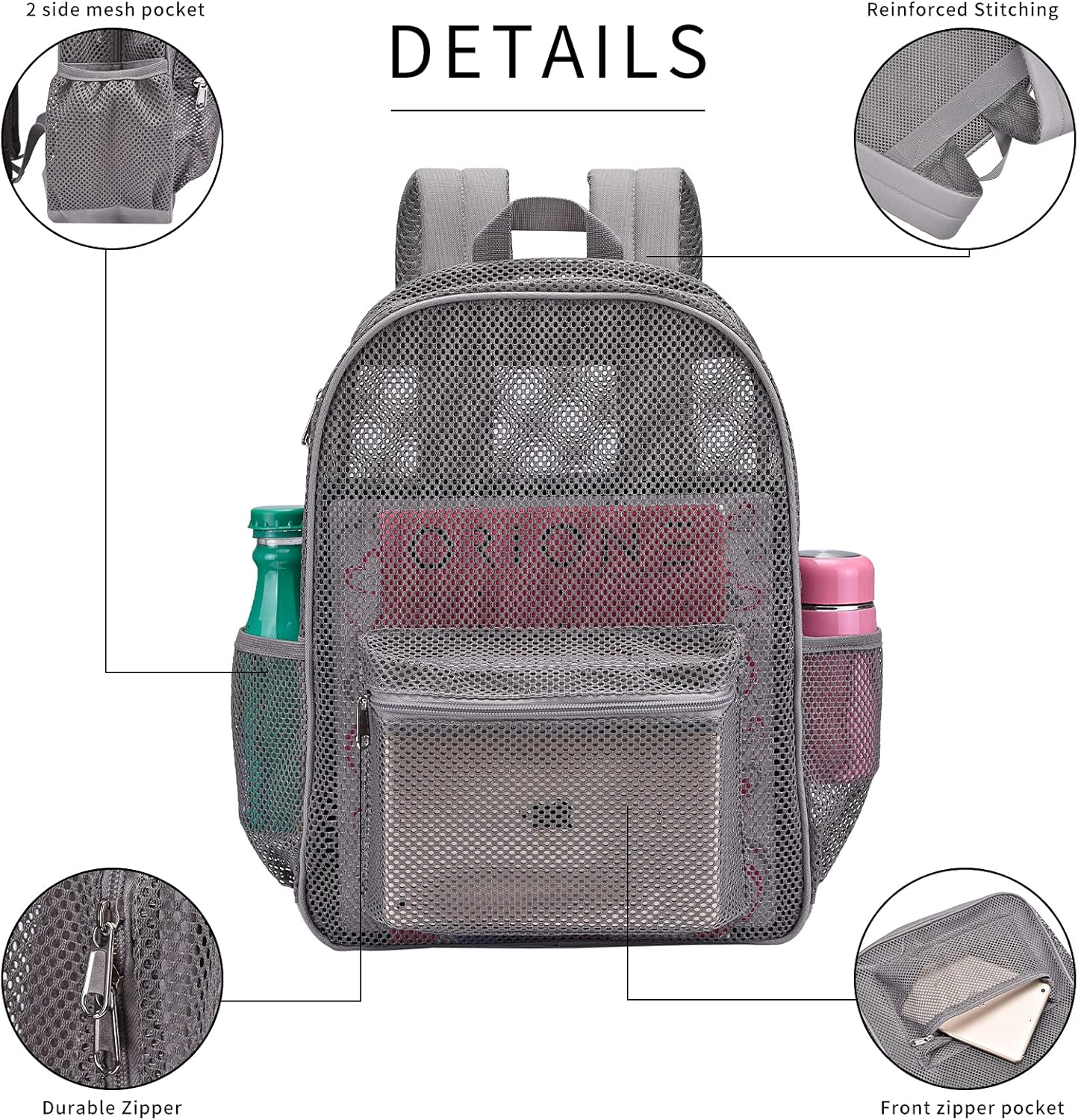 USPECLARE Heavy Duty Mesh Backpack - Semi-Transparent Design for College Students | Durable & Stylish
