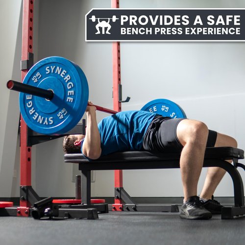 Synergee Safety Arms for 3x3 Power and Squat Racks, Fits Racks with 1" and 5/8" Holes. Rack-Mounted Safety Arm Attachment for Spotting, Bench Press, and Squats.