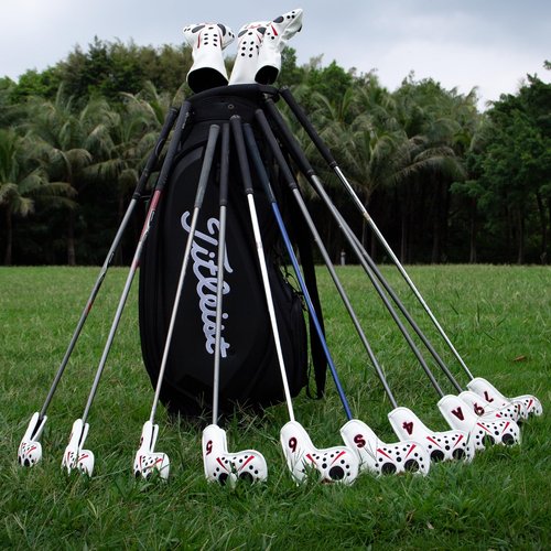 BAIRBRE 10pcs Golf Iron Covers Field Hockey Mask Golf Club Covers Golf Irons Head Cover Leather Iron Headcover for Scotty Cameron Taylormade Titleist Odyssey