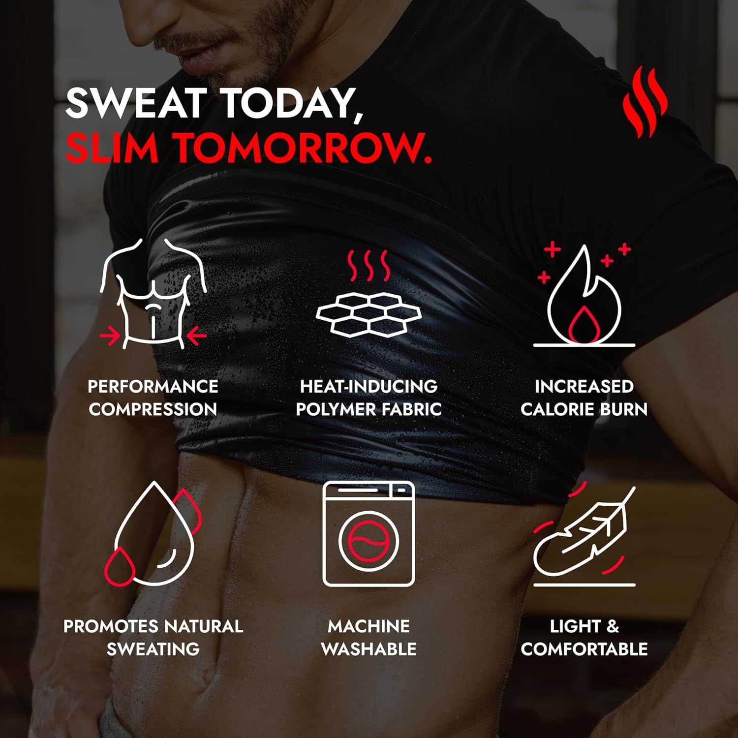Sweat Shaper Men's Sauna Suit Shirt - Short Sleeve Compression Athletic Tee for Enhanced Performance