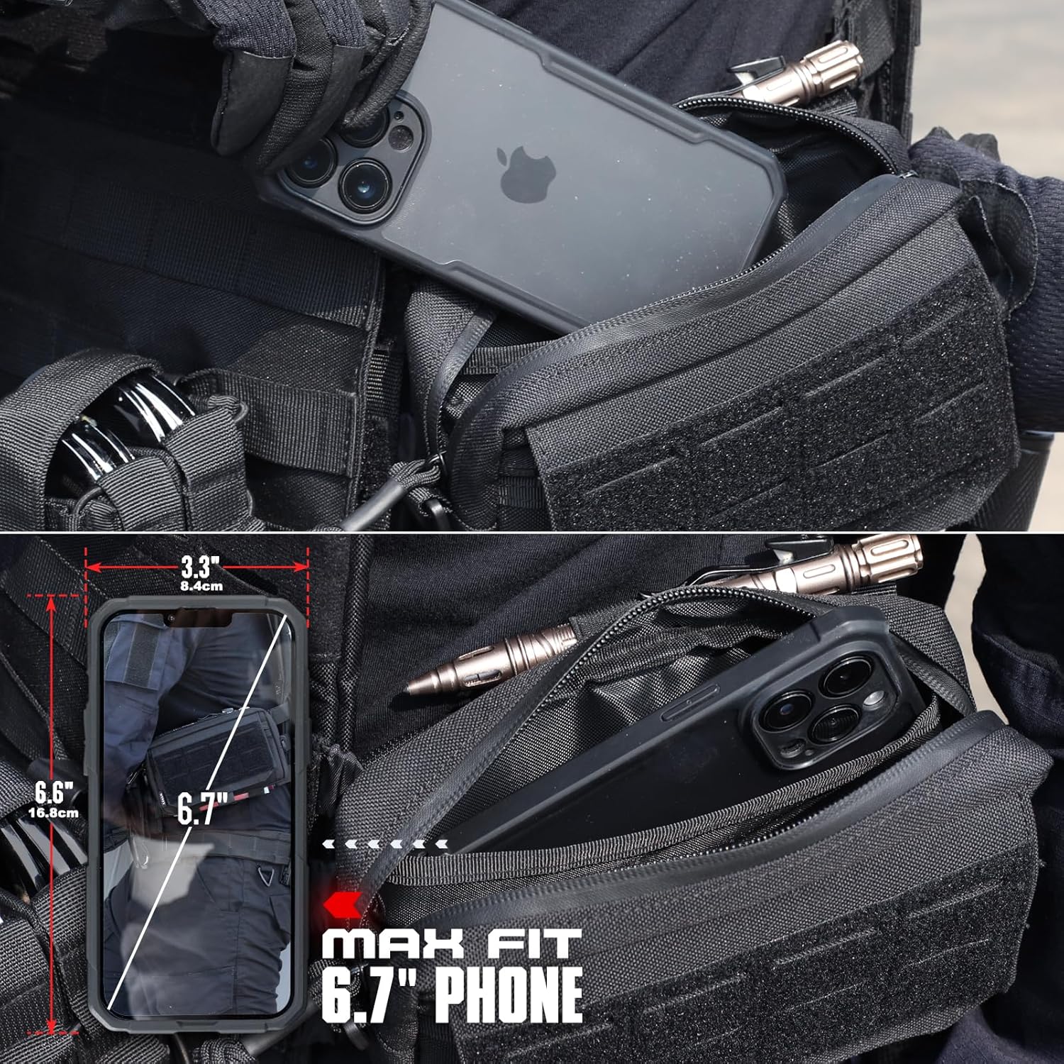 WYNEX Tactical Molle Admin Pouch - Utility EDC Bag with Laser Cut Design & American Flag | Compact Size