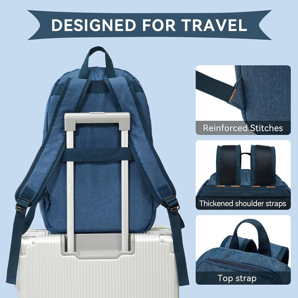 OMOUBOI Casual Daypack - Superbreak 14-Inch Laptop Backpack for Men & Women | Ideal for Travel & Business (Blue)