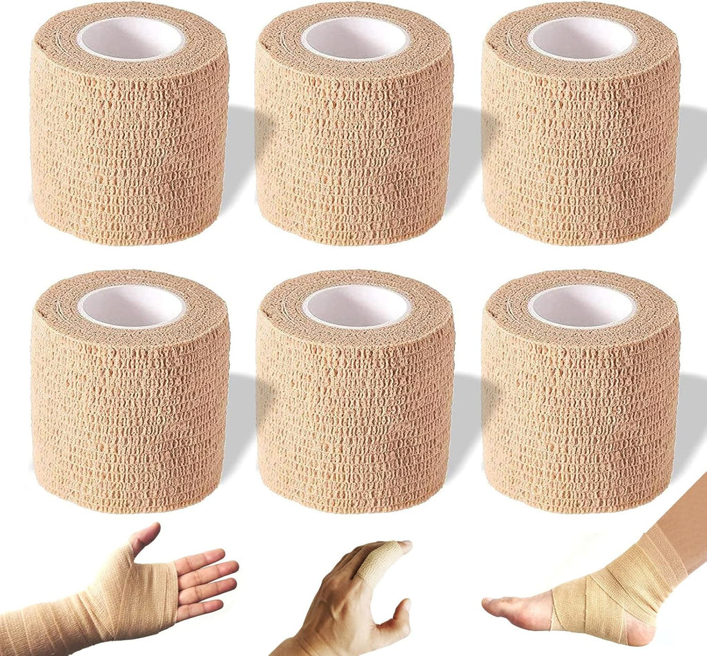 Skiennix Self-Adhesive Bandage Wrap - 2 Inches x 5 Yards | 6 Pack of Cohesive Sports Bandages