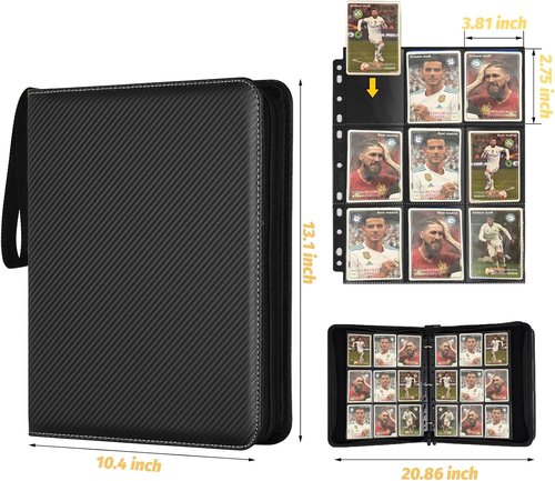 GERMUN 9 Pocket Card Binder - Premium Zip Trading Card Album for MTG, TCG & Sports Cards | Black, 720 Double-Sided Pockets