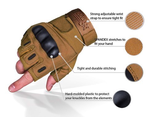 TitanOPS Fingerless ard Knuckle Motorcycle Hunting Tactical Training Shooting Outdoor Gloves