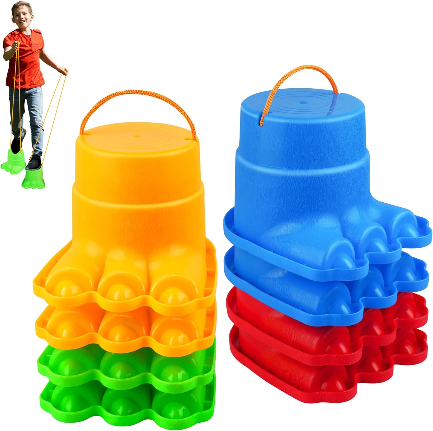 Skiennix Balancing Stilts for Kids - 4 Pairs of Walking Monster Feet for Balance & Coordination | Ages 4-10