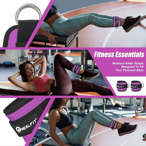 NEALFIT Ankle Strap for Cable Machine - Versatile Gym Ankle Cuff for Kickbacks & Glute Workouts