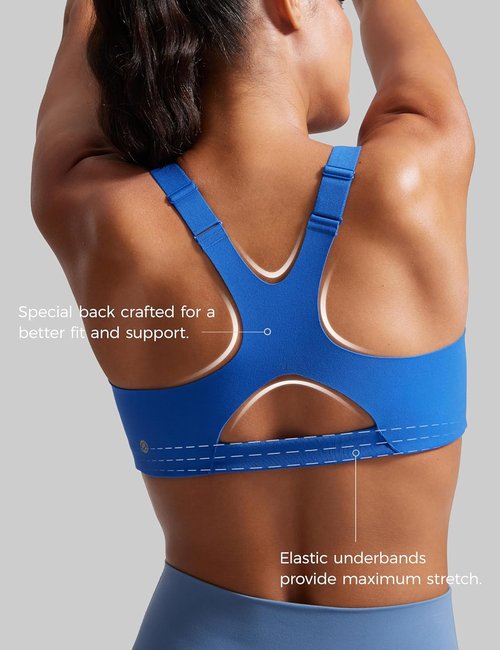 CRZ YOGA Women's Racerback Padded Sports Bra - Medium Impact, Adjustable Straps, Scoop Neck Top
