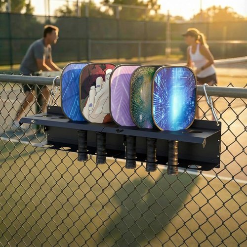 ZAOBAS Pickleball Paddle Rack, Wall or Fence Mounted Organizer Holds 4/8/12 Paddles, Expandable Design for Indoor/Outdoor (2 SET)
