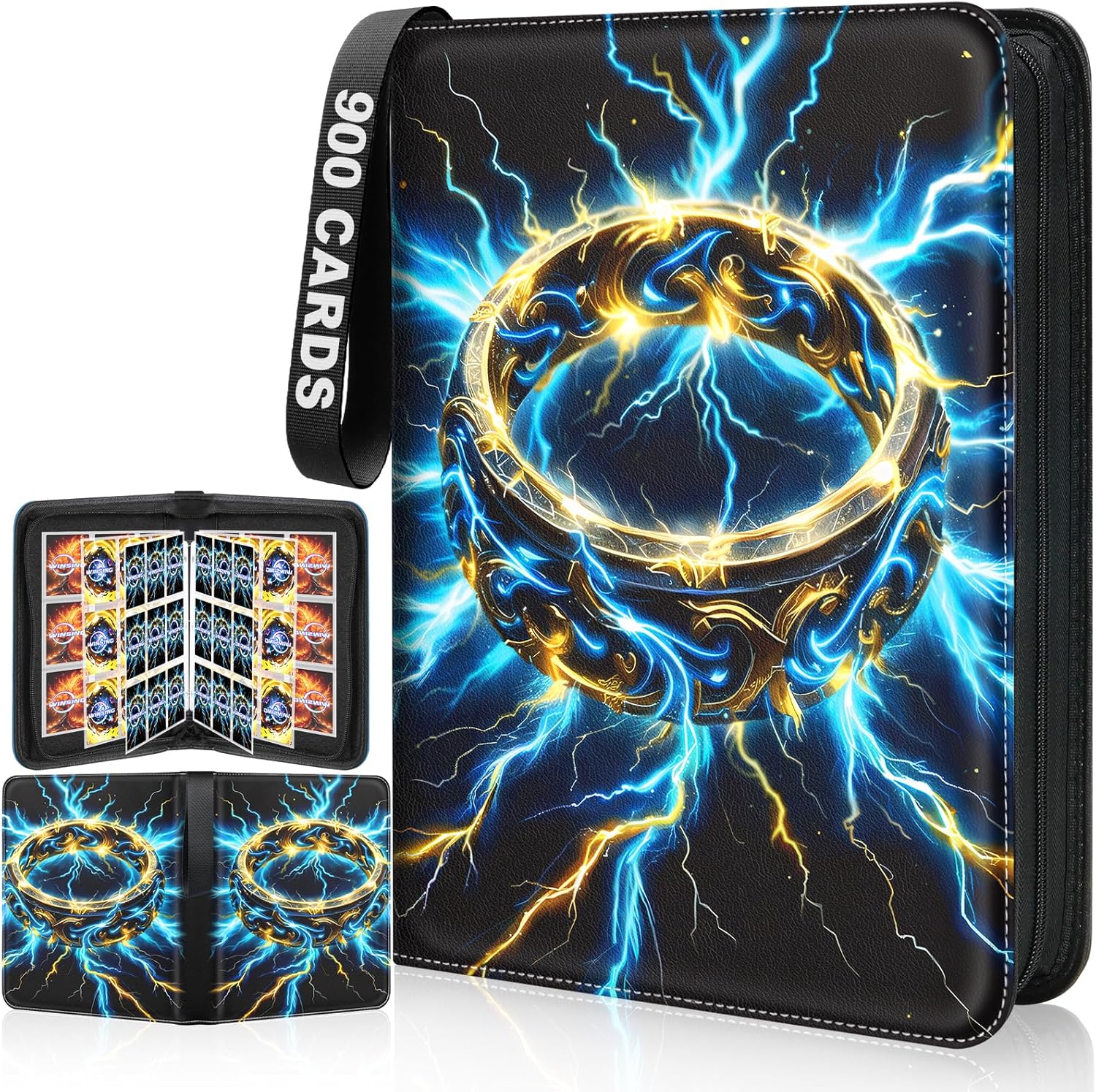Skiennix Card Binder - 9 Pocket Zipper Case with 50 Removable Pages for Game & Sports Cards | Black
