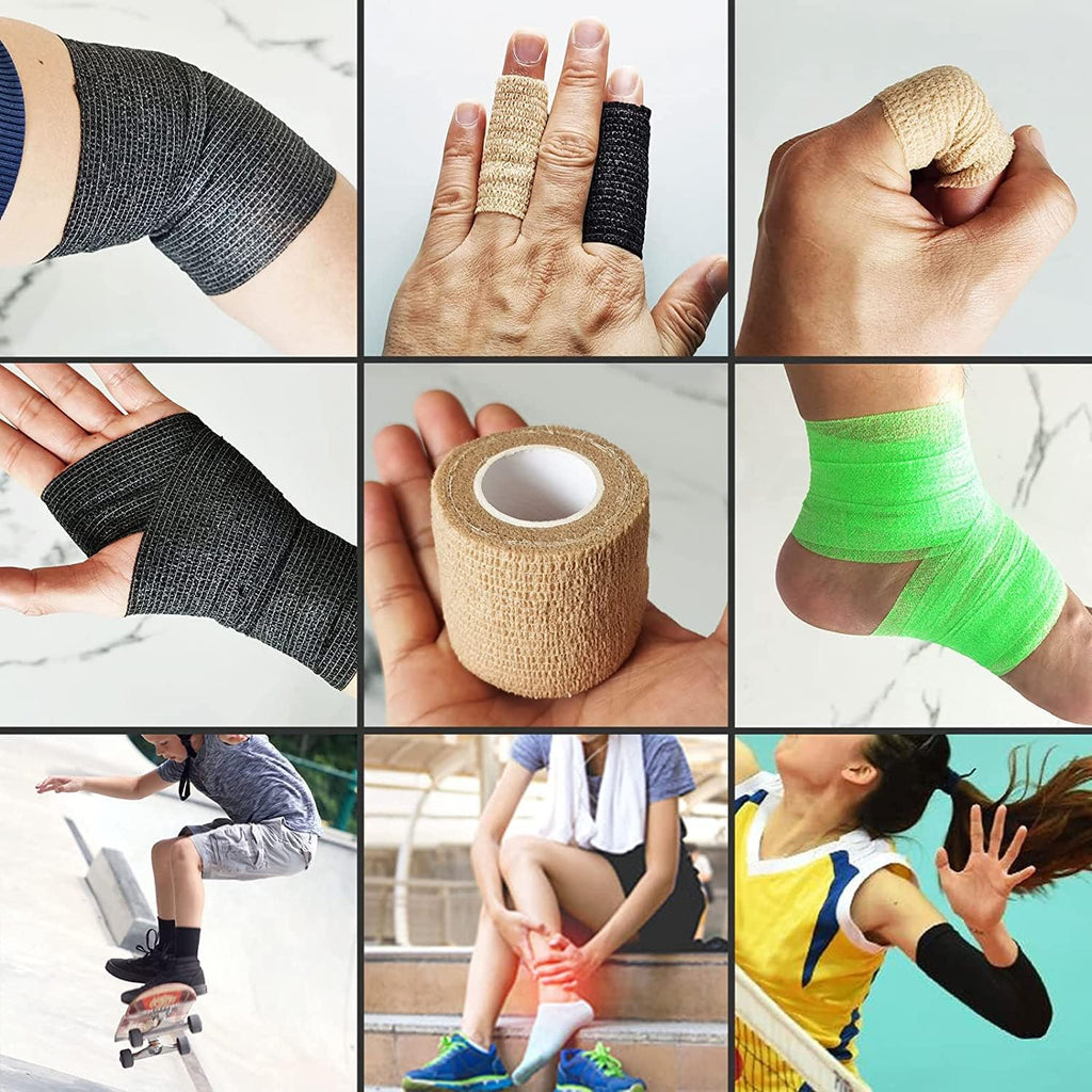 Skiennix Self-Adhesive Bandage Wrap - 2 Inches x 5 Yards | 6 Pack of Cohesive Sports Bandages