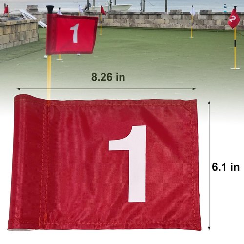 BTREEFLO 3PCS Numbered Golf Flag 8x6 Inch Upgraded Dual-Layer 420D Nylon Putting Green Golf Flags with Tube Inserted, Mini Practice Golf Target Flag for Yard Backyard Garden Outdoor Indoor
