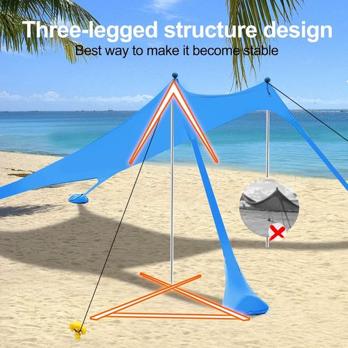 Beach Canopy Tent by [Brand Name] - UPF 50+ UV Protection Sun Shade | Complete with Sandbags, Poles & Anti-Wind Ropes