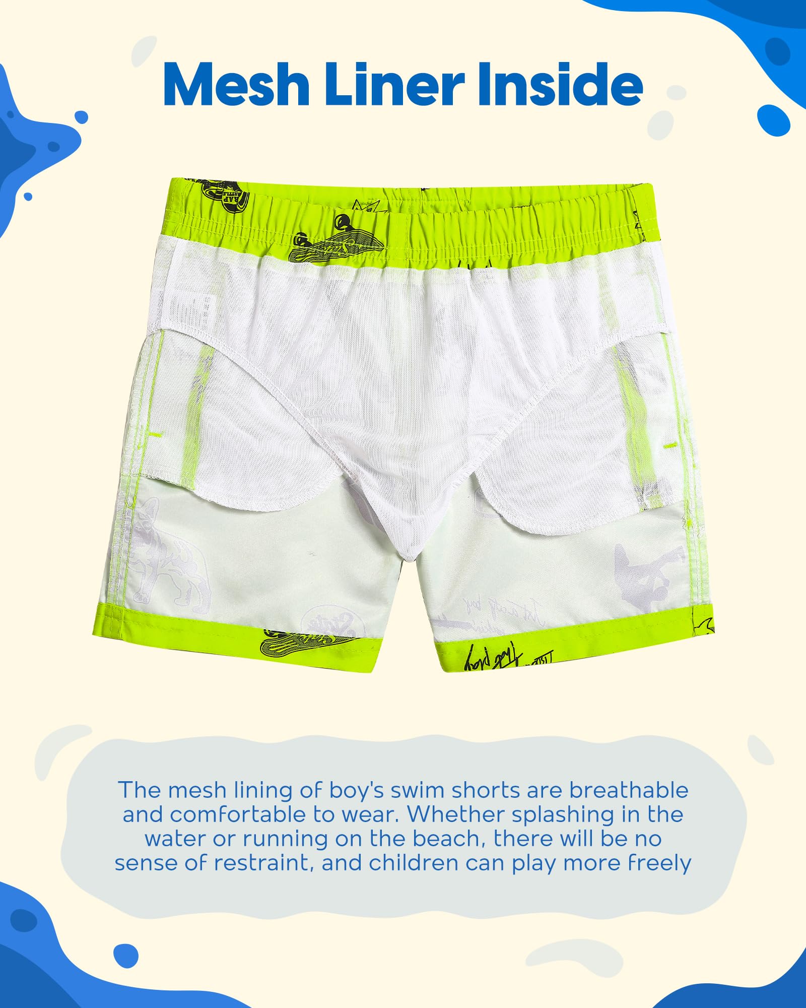 maamgic Boys Swim Trunks Toddler Swim Shorts Little Boys Bathing Suit Swimsuit Toddler Boy Swimwear,Fluorescent Green,5 T