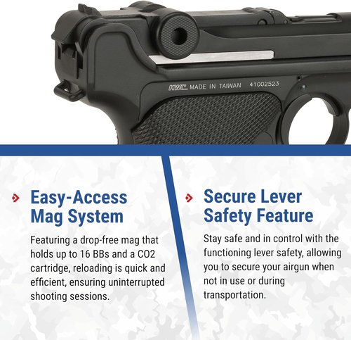 KWC P08 Luger CO2 Powered 4.5mm Air Pistol - High Precision Shooting | Durable Design