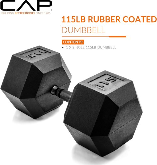 CAP Barbell Coated Hex Dumbbell Weight - Single | 10-120 lbs | Multiple Options