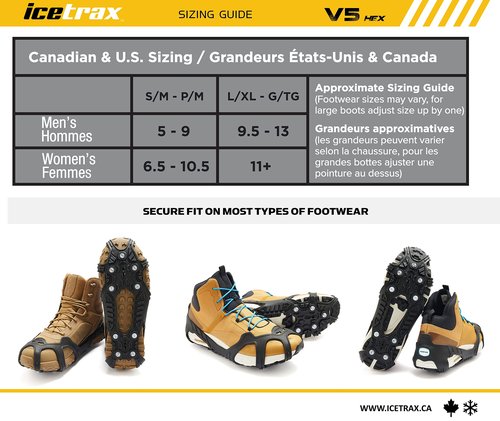 ICETRAX V5 HEX Ice Cleats, Easy to Replace Cleats, Winter Ice Grips for Shoes and Boots, StayON Toe, Reflective Heel(S/M (Men: 5-9 / Women: 6.5-10.5), HEX)