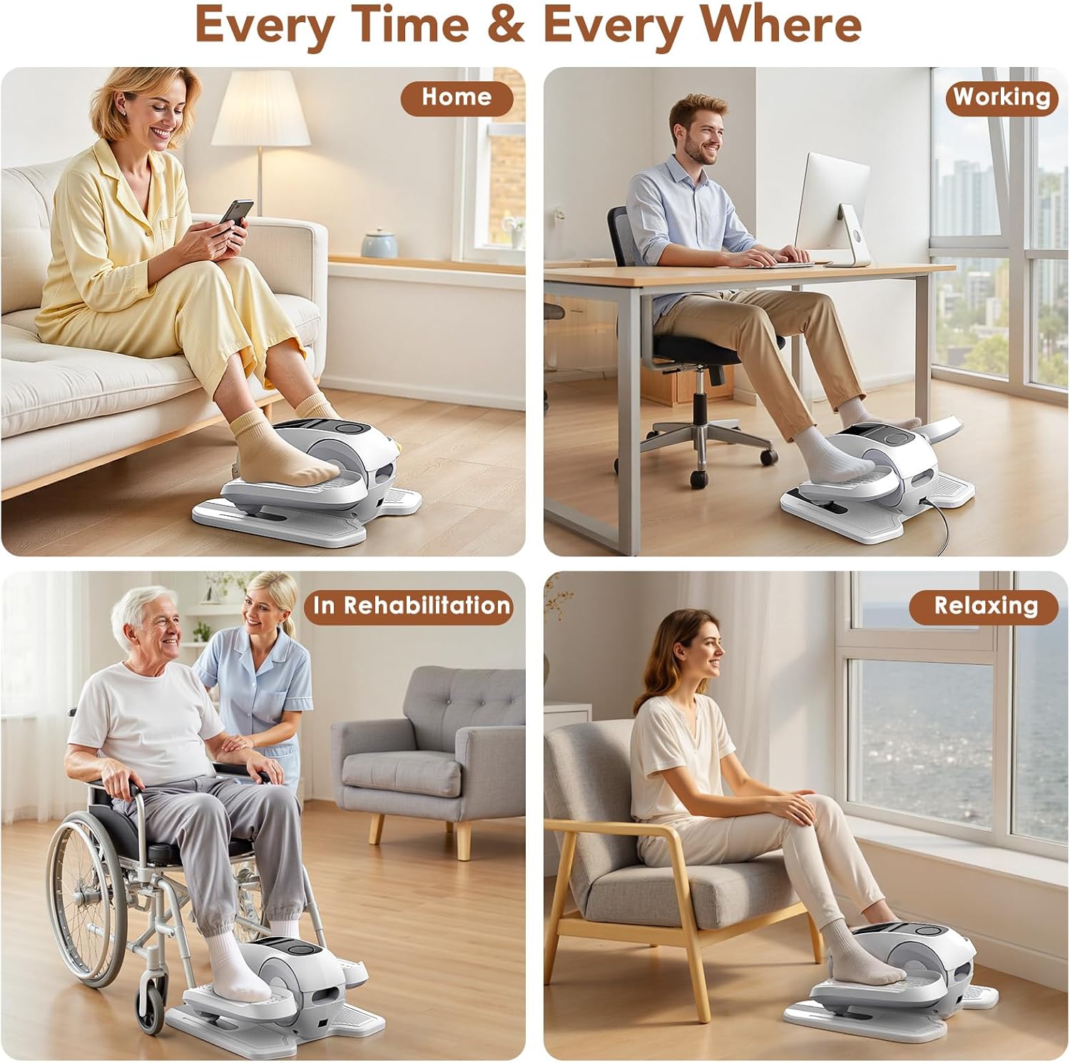 Under Desk Elliptical | Skiennix Exercise Machine with 12 Speeds - Electric Leg Exerciser for Seniors