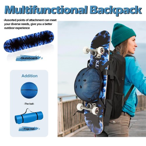 GoHimal Skateboard Backpack, Skateboard Bag Sports Backpack, Laptop Bag Multi-Sport Design for Men & Women