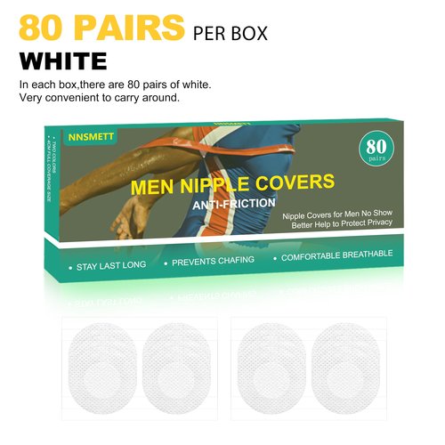 NNSMETT Nipple Covers Men,160Pcs (80 Pairs) Anti-Chafing Nipple Covers for Men, No-Show Mens Nipple Guard Tape for Running, Sports, and Daily Wear Ivory