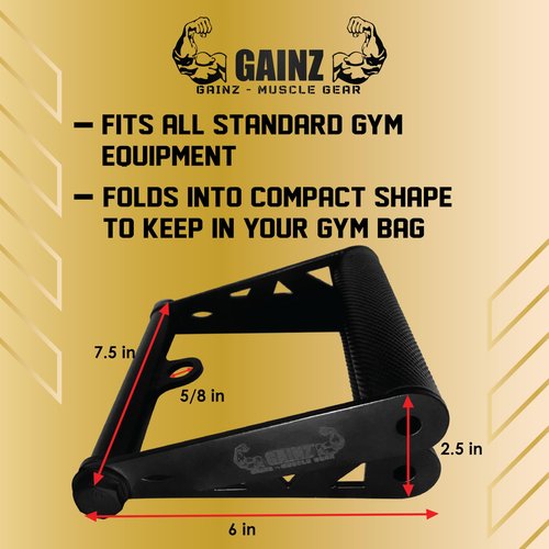 Gainz - V-Bar Cable Attachment/Landmine Handle for Barbell and Machines(Foldable) - T Bar, Double D, Multi Grip
