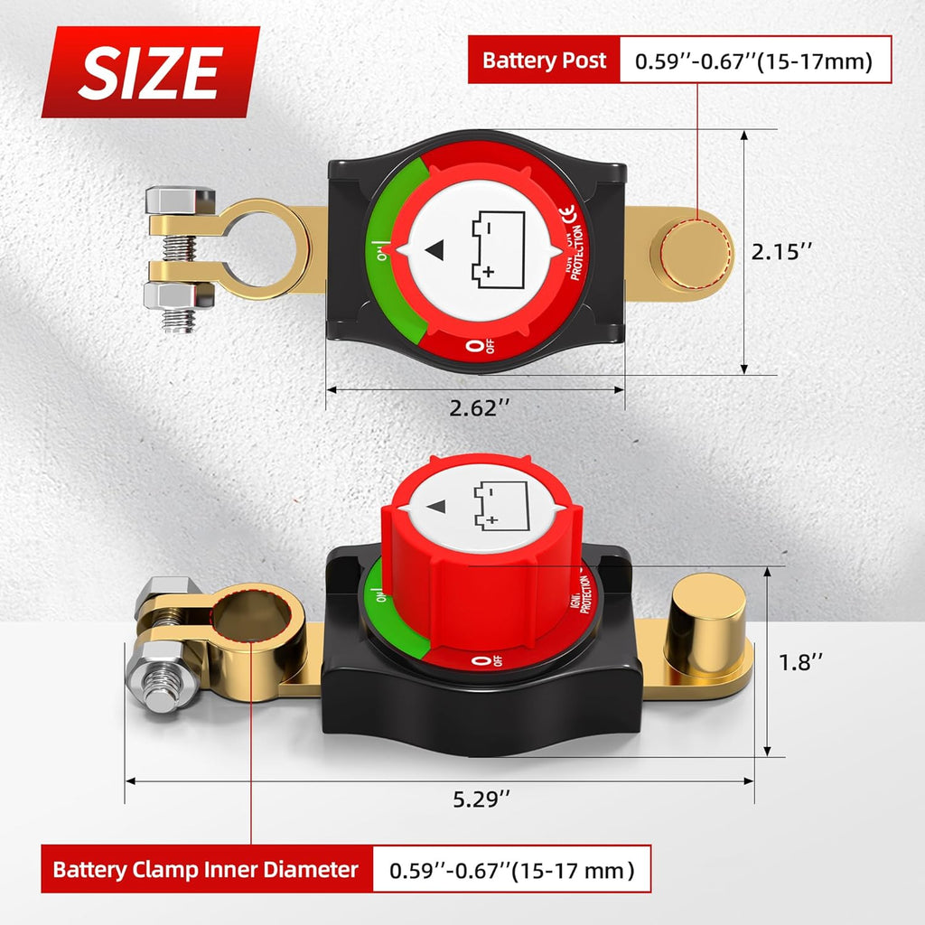 RVBOATPAT Battery Disconnect Switch - 12V 300A Negative Cut Off Switch for Auto & Marine Vehicles